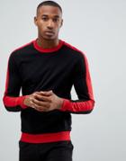 Asos Design Muscle Sweatshirt With Side Stripes - Black
