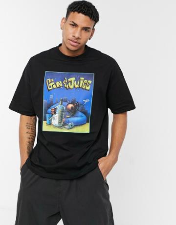 Asos Design Snoop Dogg Gin & Juice Oversized T-shirt With Front Print In Black
