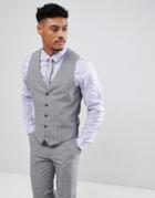 River Island Wedding Suit Vest In Gray Check - Gray