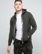 Brave Soul Tapped Zip Through Pique Hoodie - Green