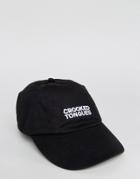 Crooked Tongues Baseball Cap In Black With Embroidered Logo - Black