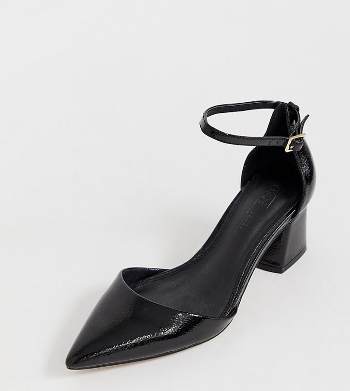 Asos Design Wide Fit Stardust Pointed Mid Heels - Black