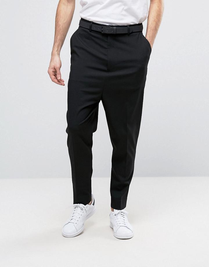 Asos Drop Crotch Pant In Black - Black