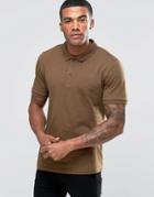 Asos Jersey Polo Shirt In Brown - Green