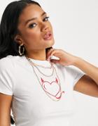 Asos Design Halloween Shrunken T-shirt With Devil Heart Print In White
