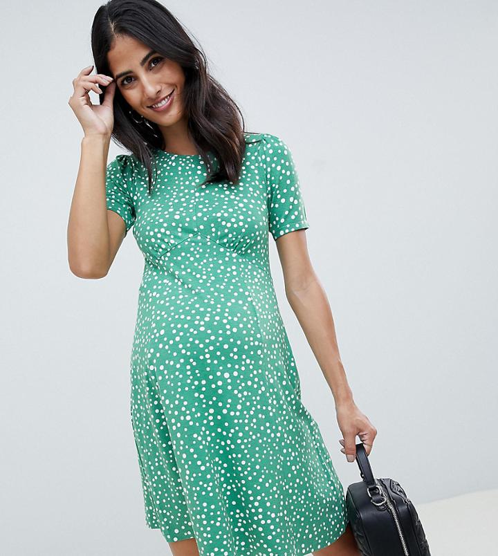 Asos Design Maternity Ultimate Mini Tea Dress In Scatter Spot Print - Multi