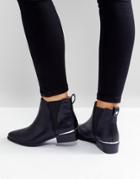 London Rebel Metal Insert Heel Low Heel Chelsea Boot - Black