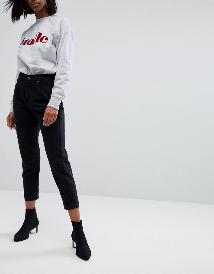 Boohoo High Waisted Mom Jean - Black