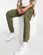 Only & Sons Organic Cotton Cargo Sweatpants In Khaki-green