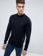 Fred Perry Texture Knit Sweater Checkerboard In Navy - Navy