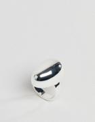 Asos Design Silver Plated Fluid Ovoid Shape Ring - Silver