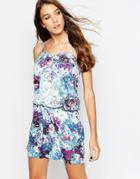 See U Soon Tank Dress In Marbled Floral Print - Blue