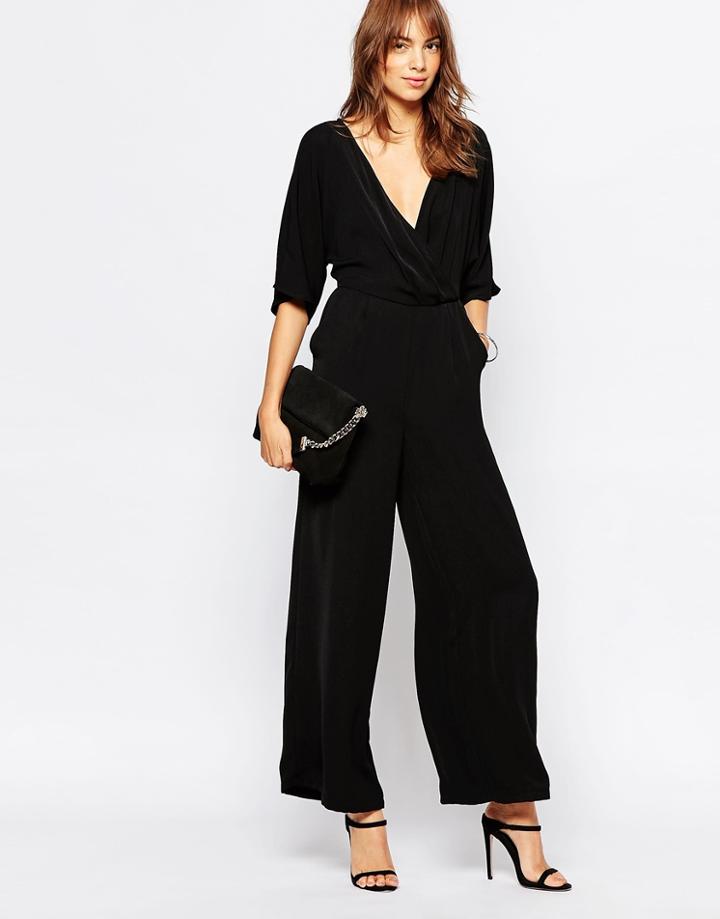 Vero Moda Wrap Front Jumpsuit - Black