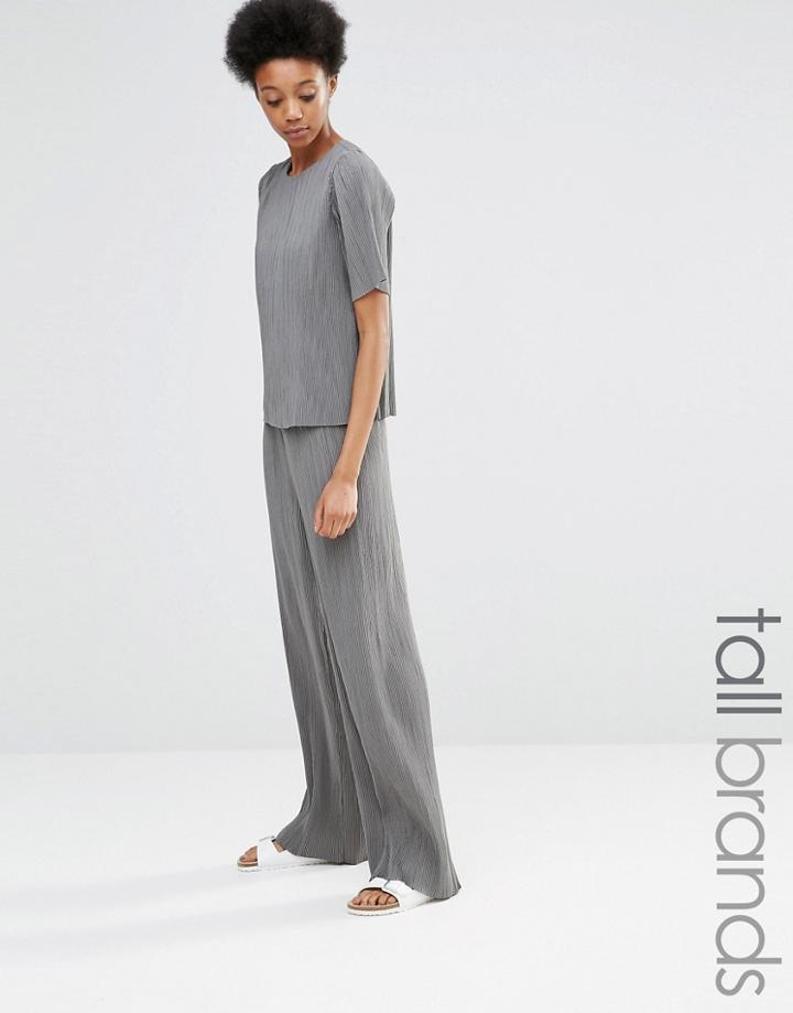 Adpt Tall Pleated Wide Leg Pant - Gray