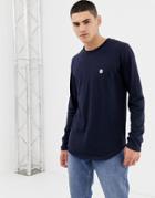 Le Breve Basic Longline Long Sleeve Top - Navy