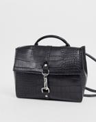 Asos Design Multi Way Croc Backpack With Dog Clip Detail-black