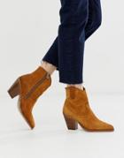 Allsaints Rolene Western Zip Heeled Boot-brown