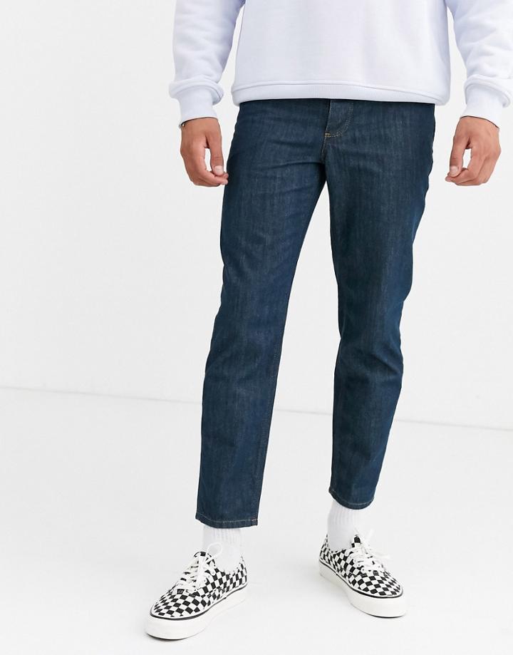 Asos Design Classic Rigid Jeans In Tint Dark Wash Blue