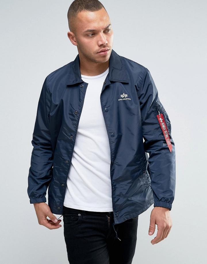 Alpha Industries Coach Jacket In Navy - Navy