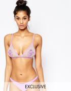 Wolf & Whistle Lace Applique Triangle Bikini Top - Pastel Lilac