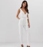 Outrageous Fortune Tall Tie Waist Jumpsuit In White