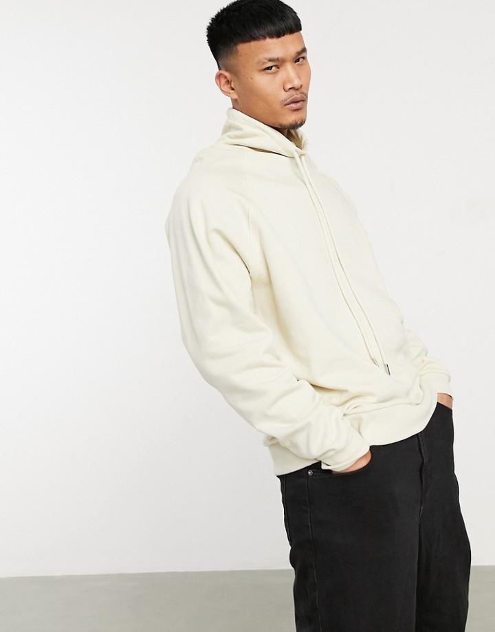 Asos Design Oversized Turtleneck Sweatshirt In Beige With Raw Edge Detail-neutral
