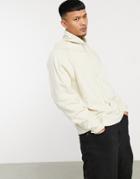 Asos Design Oversized Turtleneck Sweatshirt In Beige With Raw Edge Detail-neutral