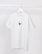 New Love Club Ostrich Print T-shirt In Gray-grey