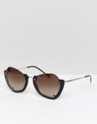 Emporio Armani Round Sunglasses With Half Frame - Black