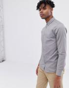 Only & Sons Poplin Button Down Shirt In Light Gray