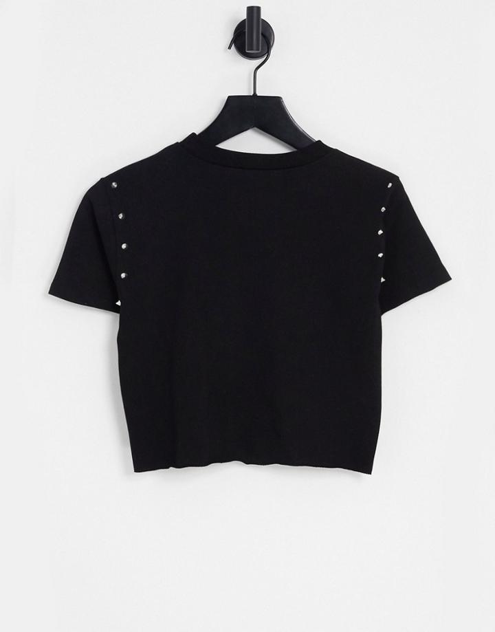 Asos Design Studded T-shirt In Black