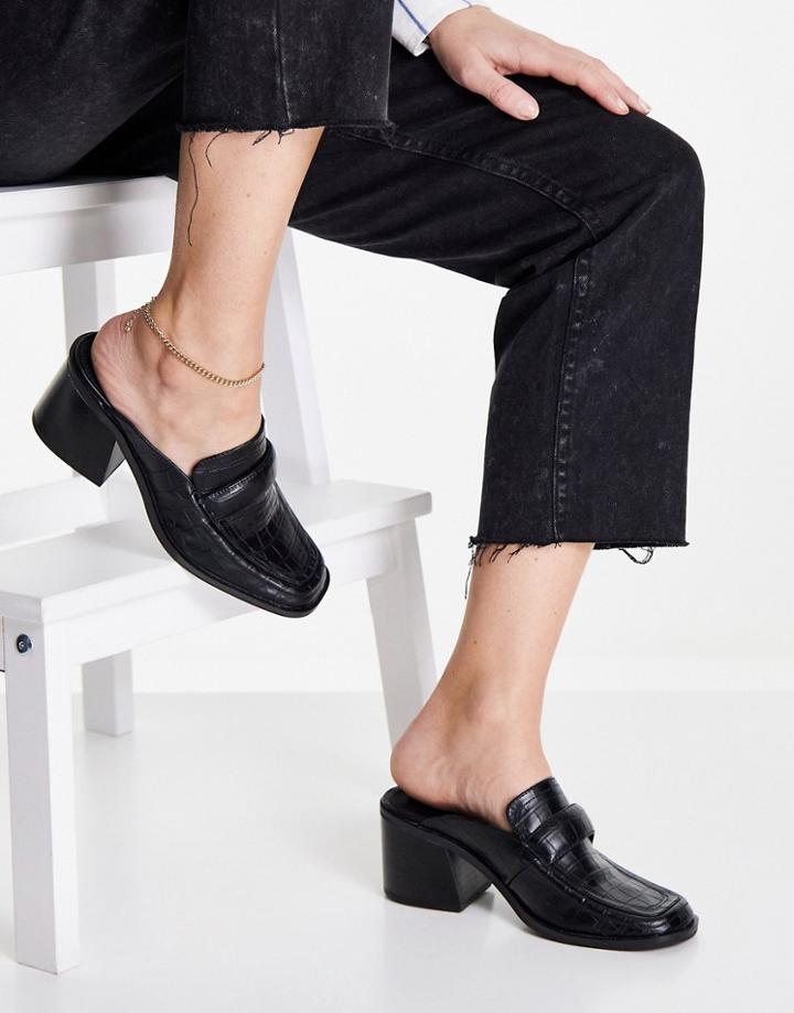 Asos Design Sky Padded Heeled Loafers In Black