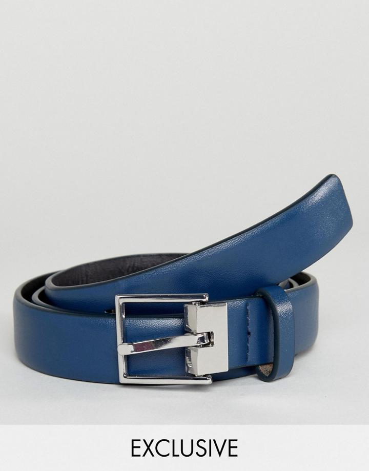 Noak Leather Belt In Navy - Navy