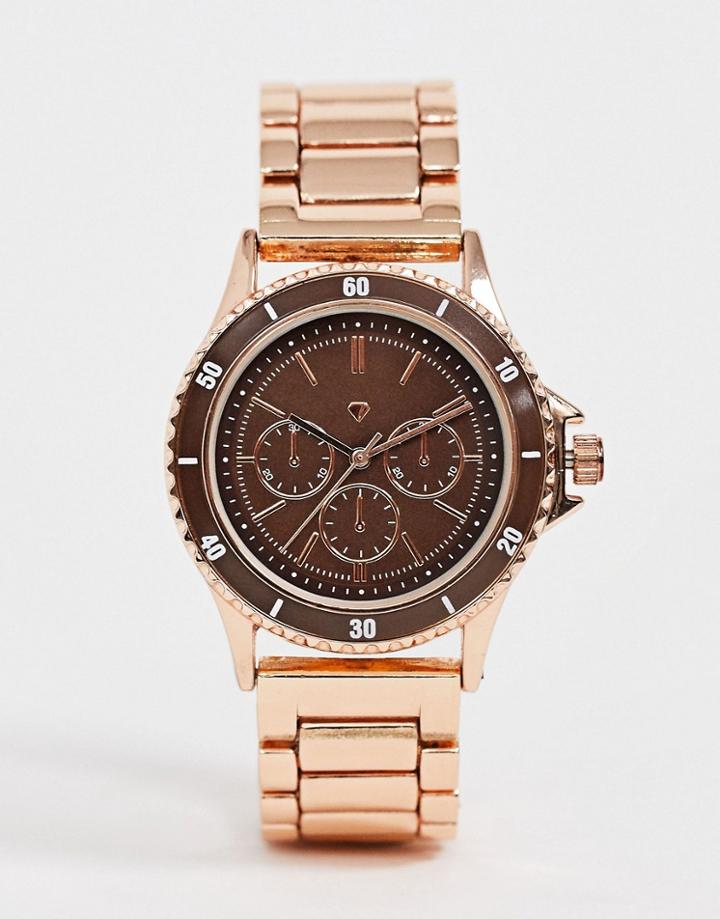 Spirit Design Ladies Chronograph Bracelet Watch In Rose Gold-pink