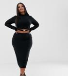 Fashionkilla Plus Bodycon Midaxi Skirt Two-piece In Black - Black