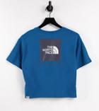 The North Face Redbox Cropped T-shirt In Blue/gray Exclusive At Asos-blues
