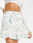 In The Style X Stacey Solomon Frilly Mini Skirt In White Floral Print - Part Of A Set-multi