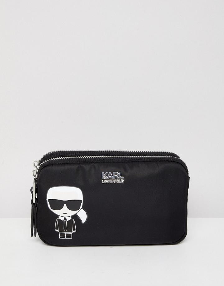 Karl Lagerfeld Iconic Nylon Pouch Bag - Black