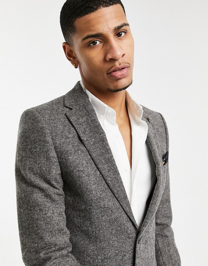 Harry Brown Gray Donegal Slim Fit Suit Jacket-grey