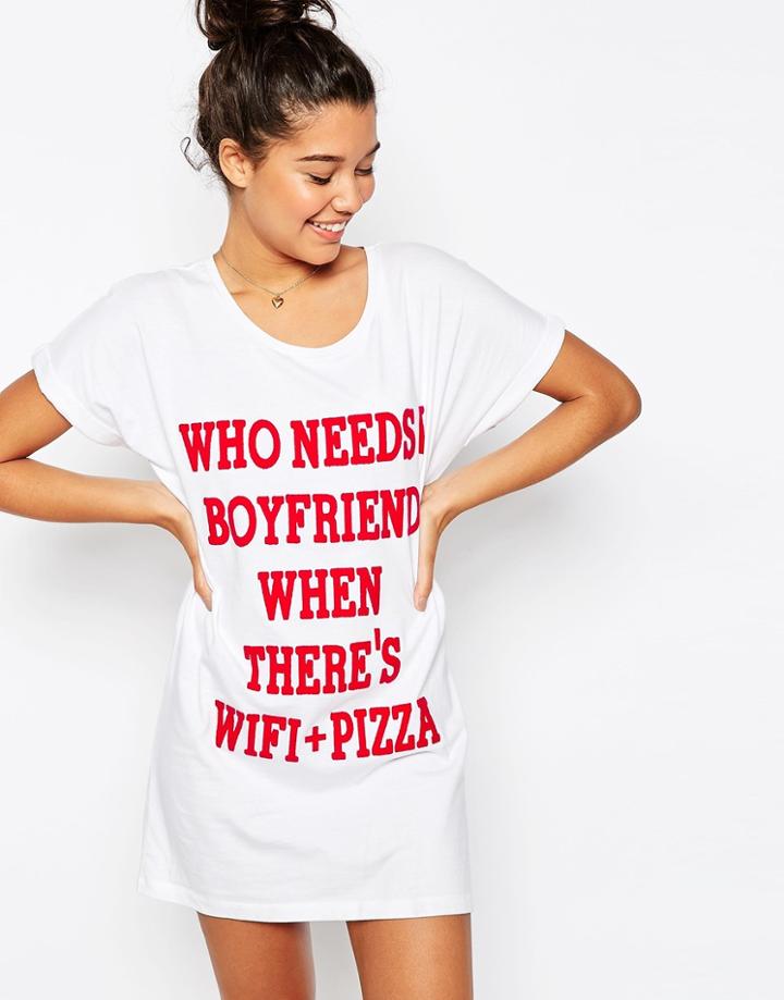 Asos Valentine's 'who Needs Love' Oversized Tee - White