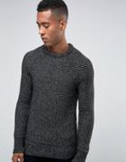 New Look Crew Neck Sweater In Black Marl - Black
