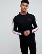 Versace Jeans Sweater In Black With Red Sleeve Stripe - Black