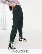Asos Design Hourglass High Rise 'slouchy' Mom Jean In Forest Green Cord