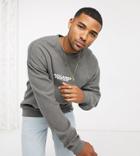 Reclaimed Vintage Inspired Overdyed Brushed Sweatshirt With Logo In Charcoal-grey