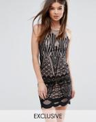 Love Triangle Mini Dress In Overscaled Lace - Black
