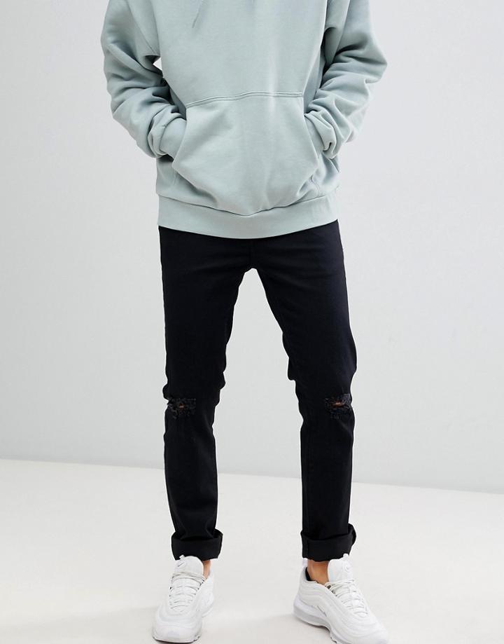 Le Breve Skinny Fit Ripped Jeans-black