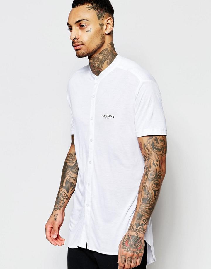 Illusive London Shirt With Grandad Collar - White
