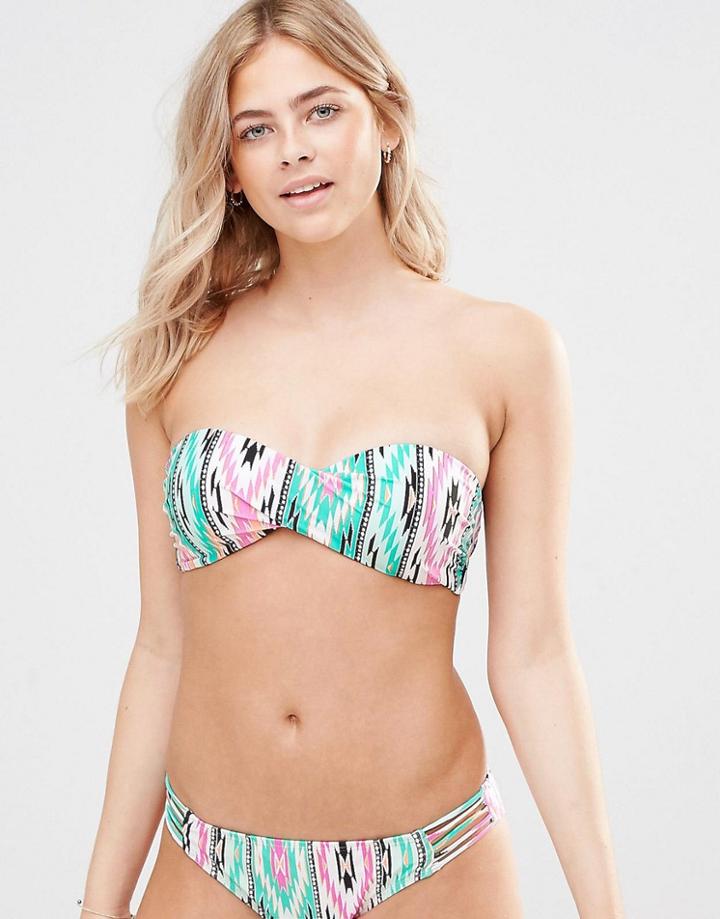 Hot Water Twist Bandeau Bikini Top - Multi
