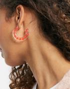 Asos Design Hoop Earrings With Trapped Love Hearts-multi