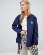 Herschel Voyage Packable Coach Jacket Back Logo Print In Navy - Navy